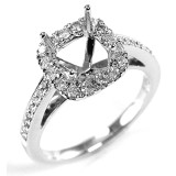  0.52 Cts. 18K White Gold Princess Cut Halo Diamond Engagement Ring Settin